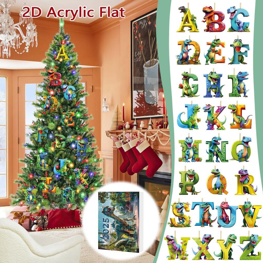 Christmas Dinosaur Letter Ornaments With Countdown Calendar For Holiday Decor And Gift Giving