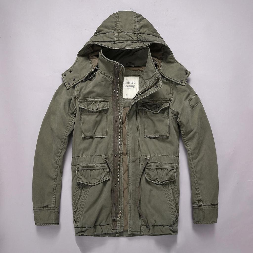 Мужская камуфляжная куртка средней длины с капюшоном в стиле амекадзи с множеством карманов