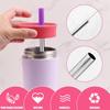 4pcs Metal Straw for Owala Kids 12 OZ Stainless Steel Tumbler, Reble Stainless Steel Replacement Straws with 2pcs Cleaning Brushes Compatible with