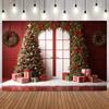 Christmas Day Wreath Snowman Photography Backdrop Props Family Xmas Eve Party Decor Banner New Year Photo Backgrounds3