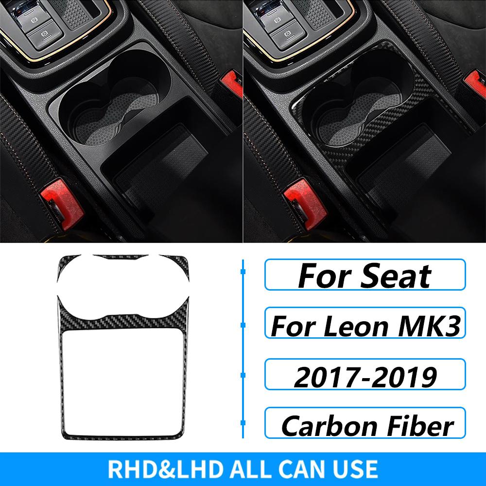 For Seat Leon MK3 2013-2020 Carbon Fiber Central Navigation Radio CD AC Door Gear Shift Panel Trim Set Car Accessories Sticker