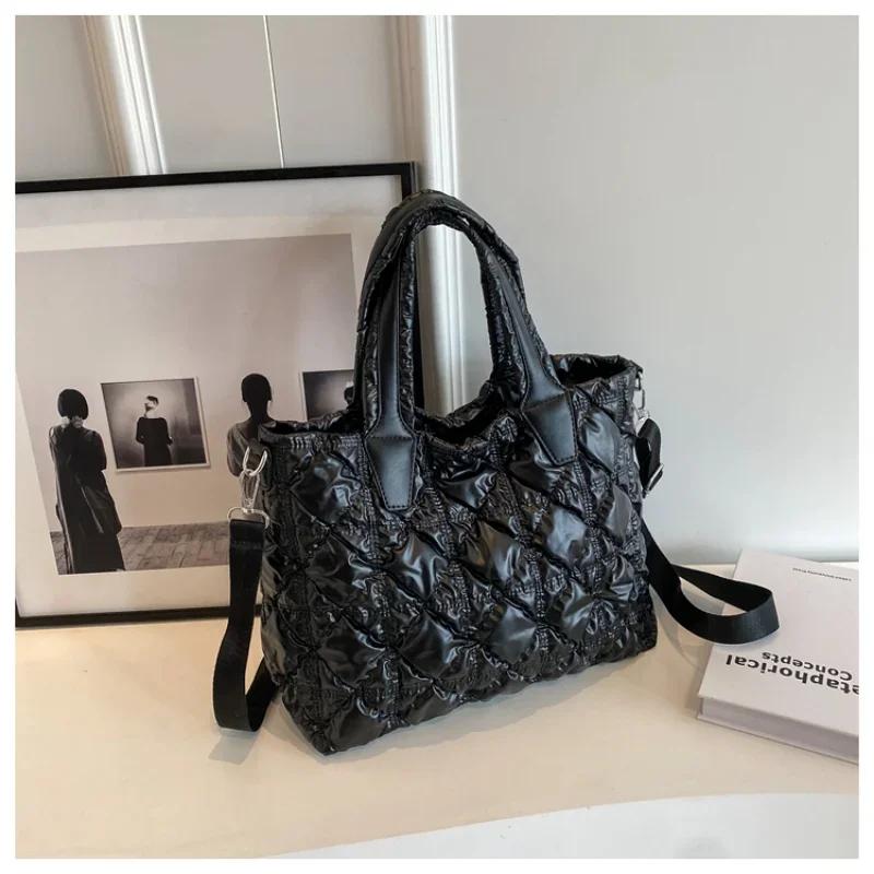 Модная женская сумка через плечо, прочная повседневная сумка через плечо, нейлоновая сумка большой вместимости, стеганая, с подкладкой, дорожная сумка-шоппер