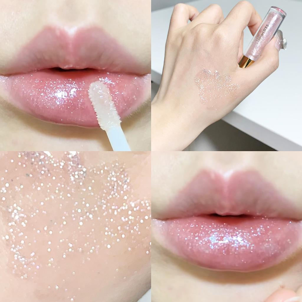 Moisturizing Lip Plump Sparkling Lip Gloss Water-glossy Mirror Lip Glaze Lip Makeup Cosmetics