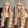 European and American fashion blond wig, African hot-selling front lace big wave long curly hair chemical fiber full head cover wig