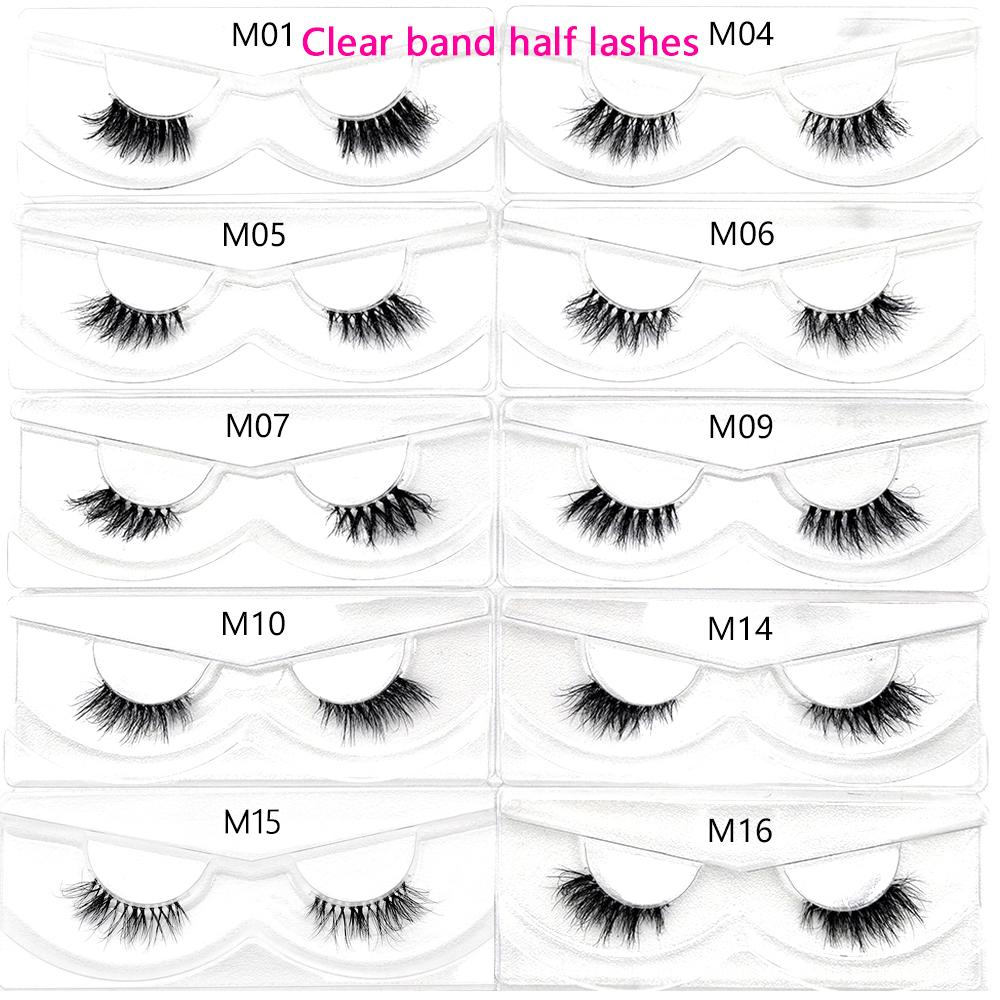 FOXESJI Mink Half Lashes Extension Natural Daily Reusable Short Strip Eye Lashes Mink Fluffy Soft Half False Eyelashes Make Up
