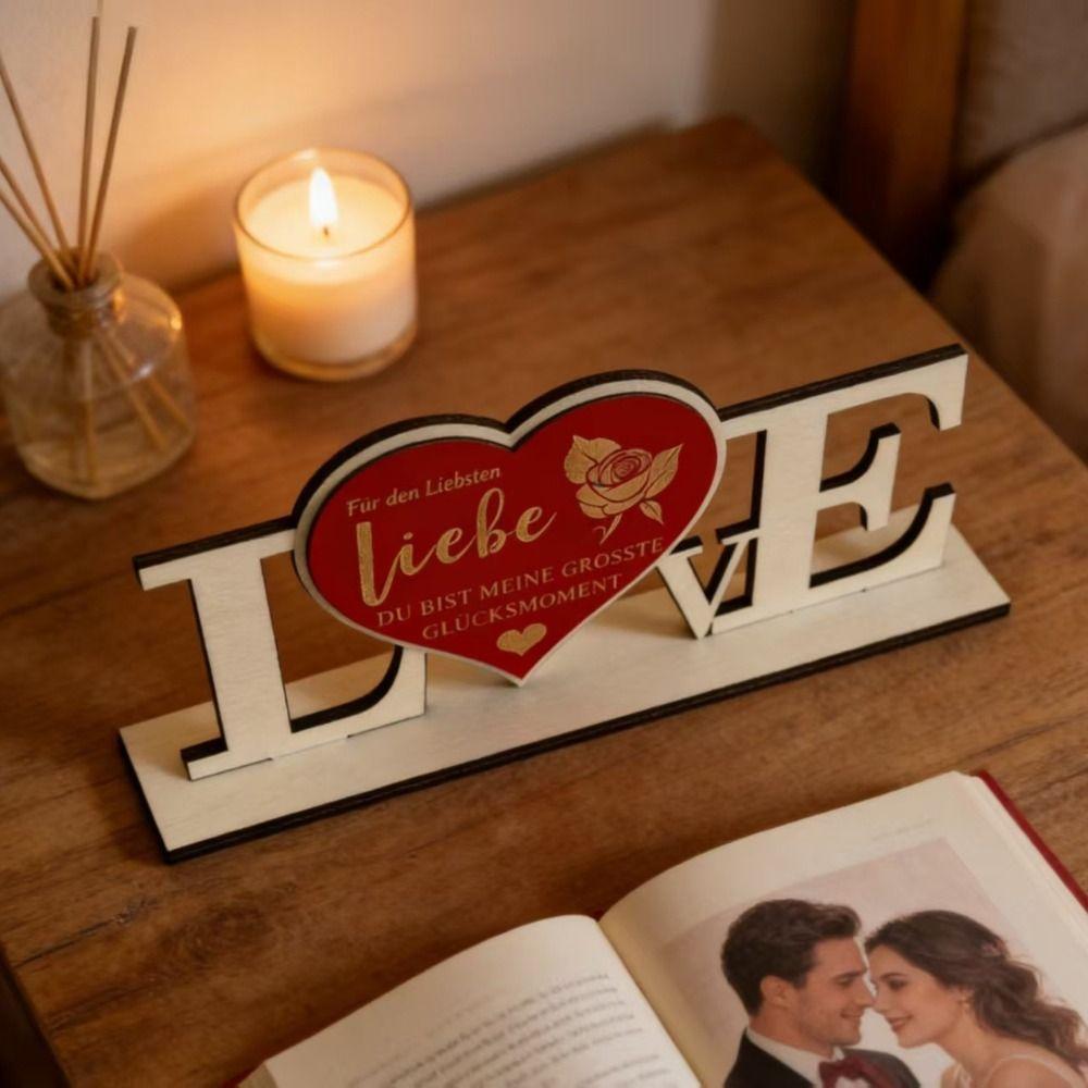 Handicraft Wooden Ornament Love Platform Commemorative Gift Wooden Letter Set Home Decoration Wooden Material Wooden Crafts