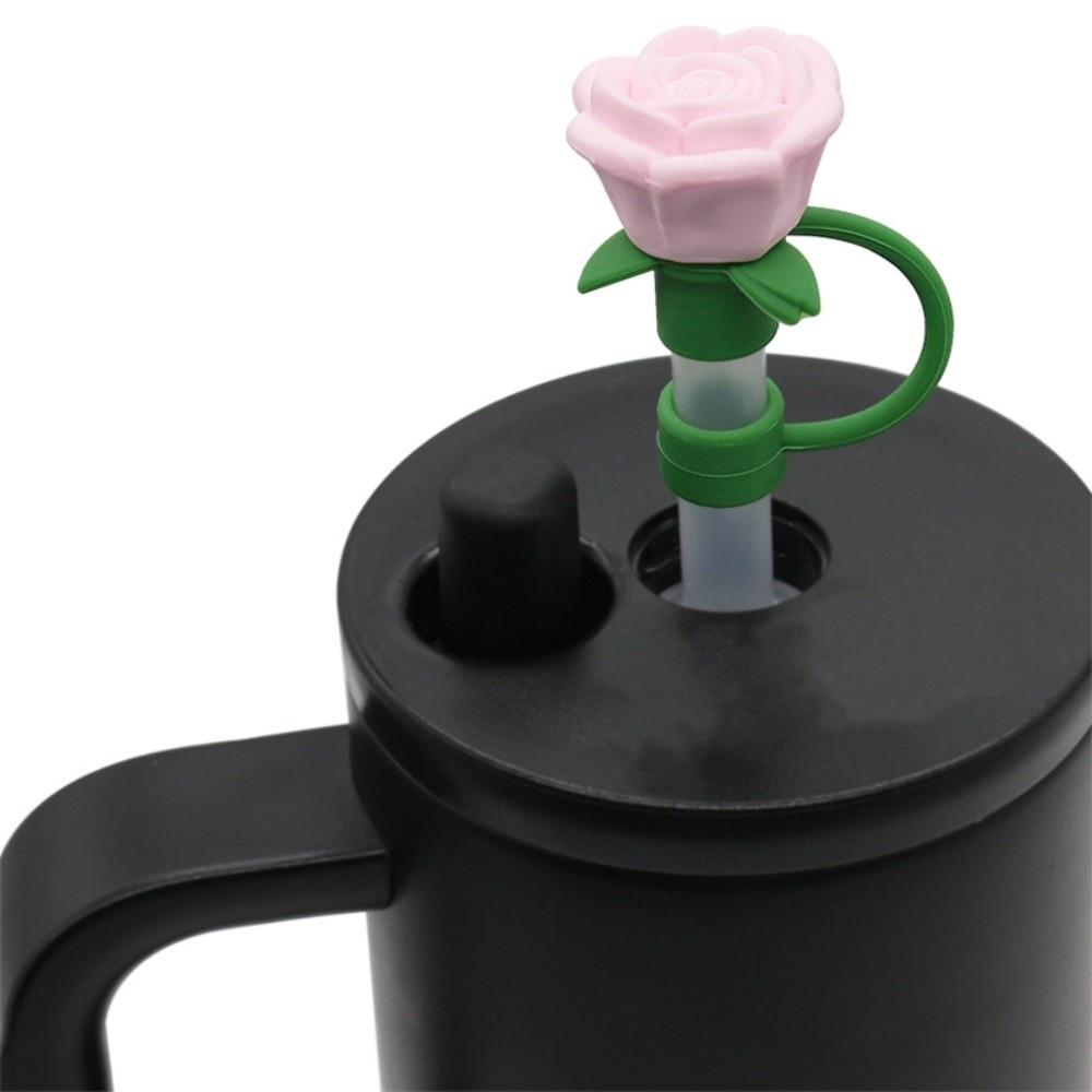 Heat-resistant Rose Flower Straw Cover Dust Proof Straw Covers Cap for Stanley Cup