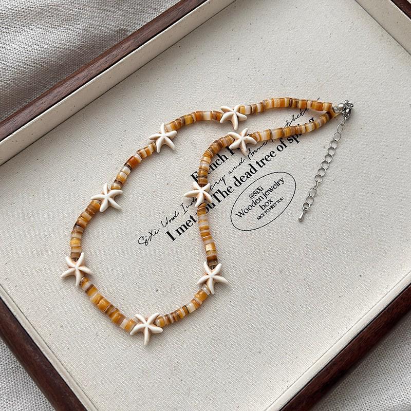 Ожерелье из натурального камня с бусинами для женщин - Роскошный чокер-цепочка на ключицу 2025