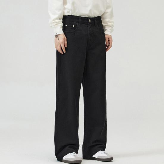 Мужские брюки, однотонные, прямые, широкие брюки в стиле ретро с карманами, брюки на молнии для повседневной носки, дома, уличной одежды, спорта