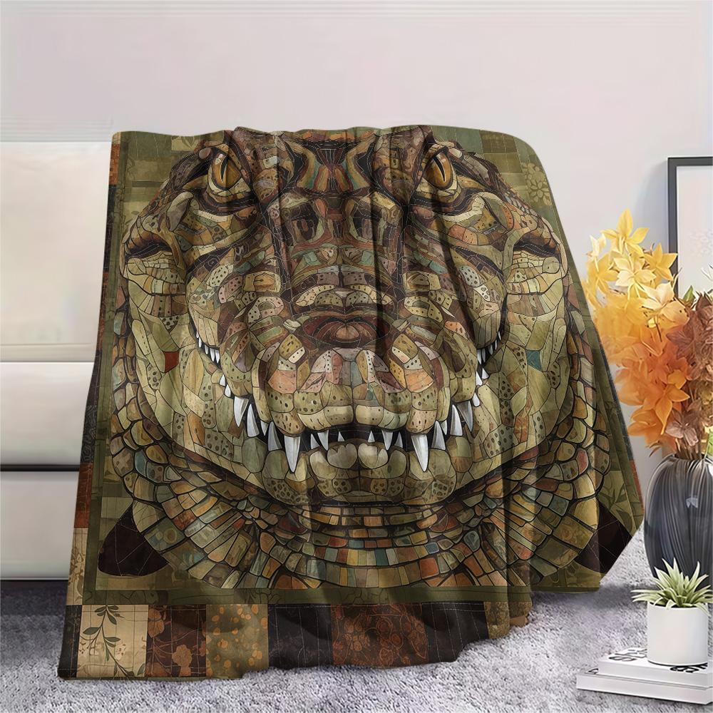 1PC Animals Print Flannel Blanket, High quality Comfortable for All Seasons, Home Decor, Warmth and Comfort, Perfect for Christmas Gifts