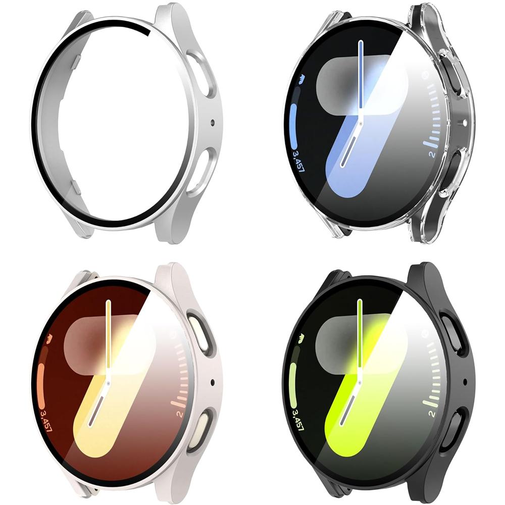 Чехол для Samsung Galaxy watch 4/5/6/7 44мм 40мм Аксессуары Защита всего экрана Закаленное стекло PC бампер Чехол Galaxy watch 7