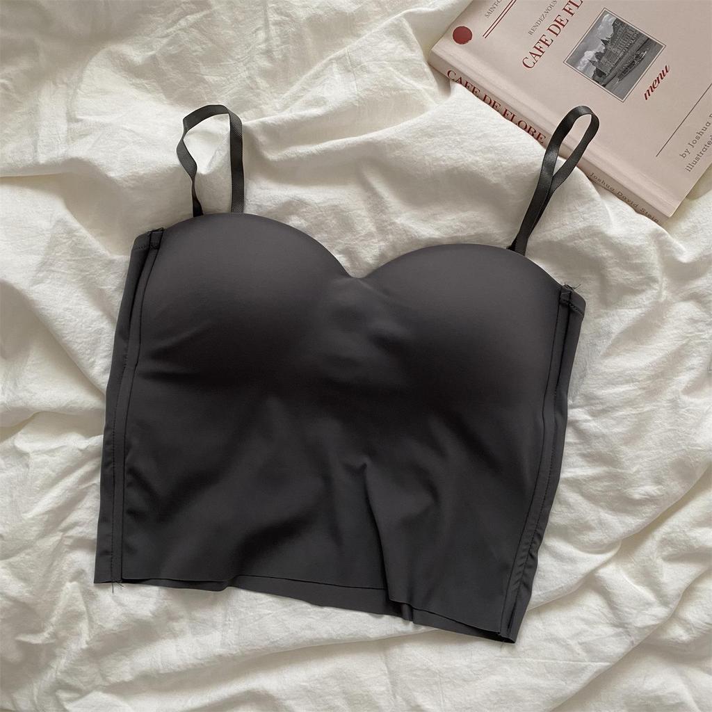 Women's Ice Silk Camisole with Fixed Cup Design - Stylish Outerwear Top