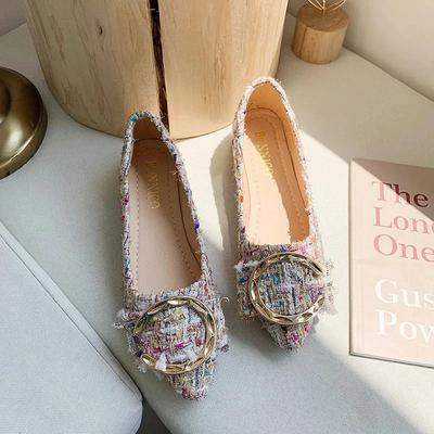 2024 Женская обувь Слипоны Женские туфли-лодочки Большой размер Нарядные туфли Женские Металлическая отделка Острый носок Низкий квадратный каблук Обувь Женская