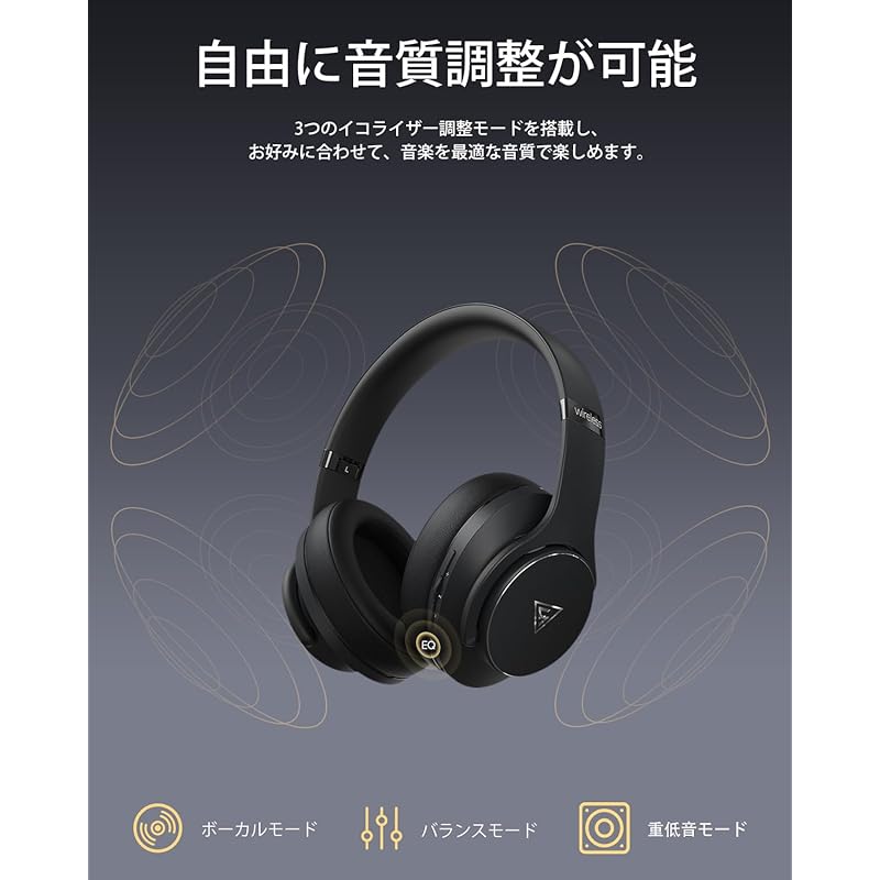 DOQAUS headphone bluetooth 5.3 wireless headphones Up to 90 hours of continuous playback 3EQ sound modes over ear headphones Built-in microphone Wired