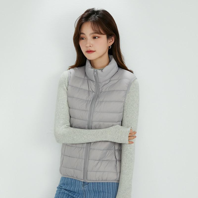 Тонкий пуховик жилет женский новый осень и зима 2024 90 белый утиный пух жилет воротник стойка короткий жилет прилив