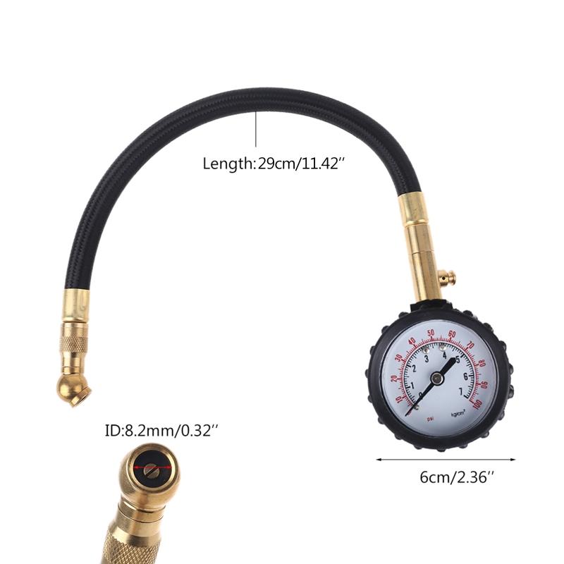 Accurate Rubber Hose Tire Pressure Gauge Dial Type Pressure Instrument Fit for Car Bicycle Motorcycle Truck Tires