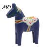 Eco Friendly Painted Wood Horse Hand Dala Trojan Figurine, Solid Vintage Scandinavian Ornament Statue, Rustic Decorative Tabletop for Home Farmhouse