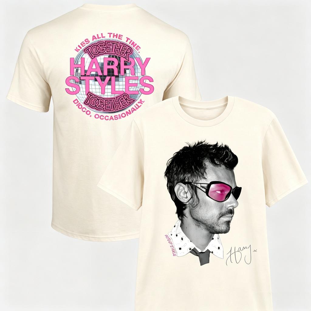 2026 Футболка Harry Styles Together Tour Мужская и Женская Летняя Хлопковая Одежда Винтажная Мода Ins Y2k Уличная Одежда Унисекс Футболки
