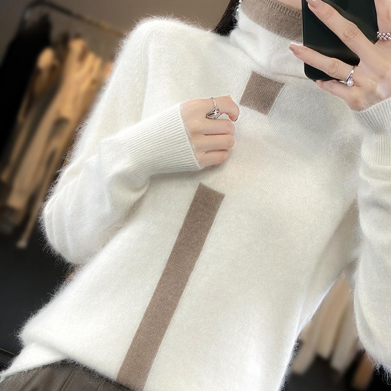 Lafarvie Mink Cashmere Turtleneck Sweater Women Autumn Winter Coloth Soft Warm Jumper Pull Femme Hiver Jumper Pullove Outwear