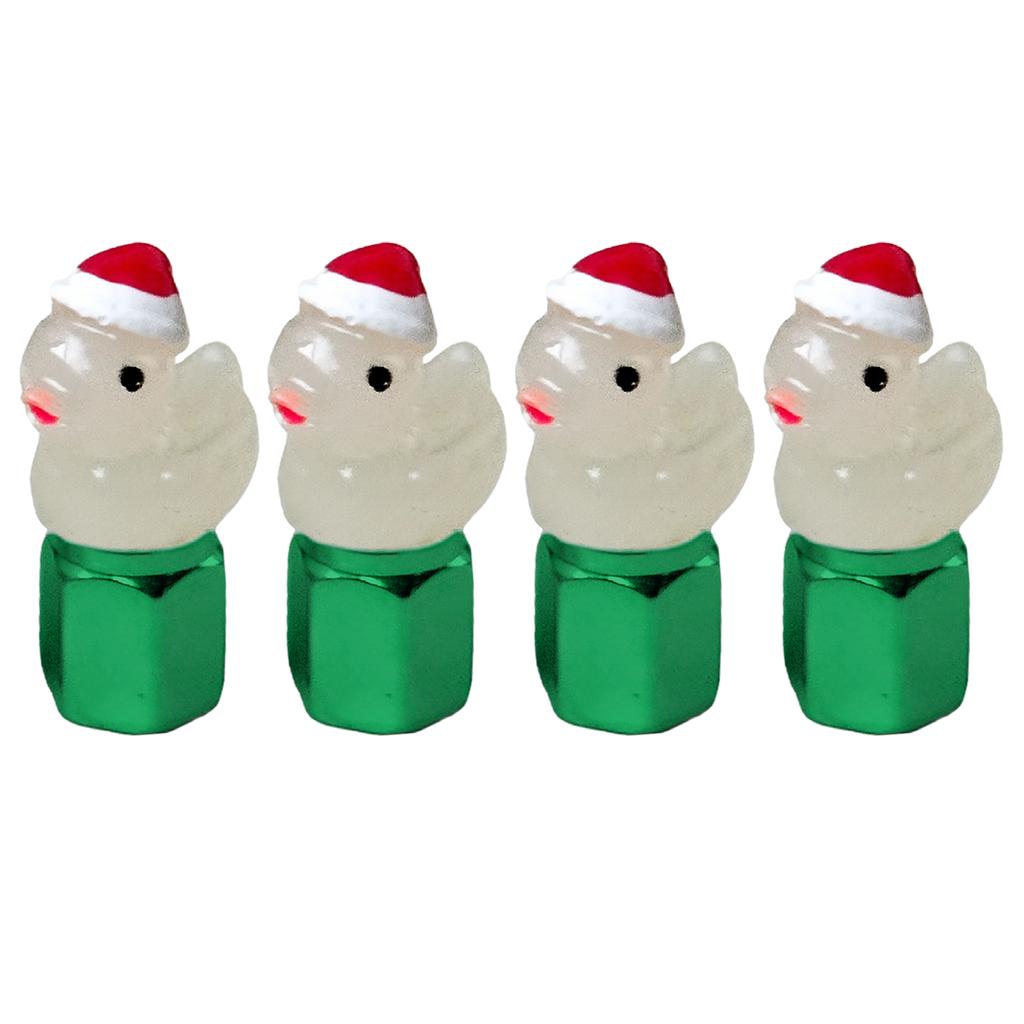 4Pcs Christmas Duck Glow in The Dark Tire Valve Caps Auto Tire Valve Stem Caps Tire Air Valve Caps for Cars Motorcycles Bicycles
