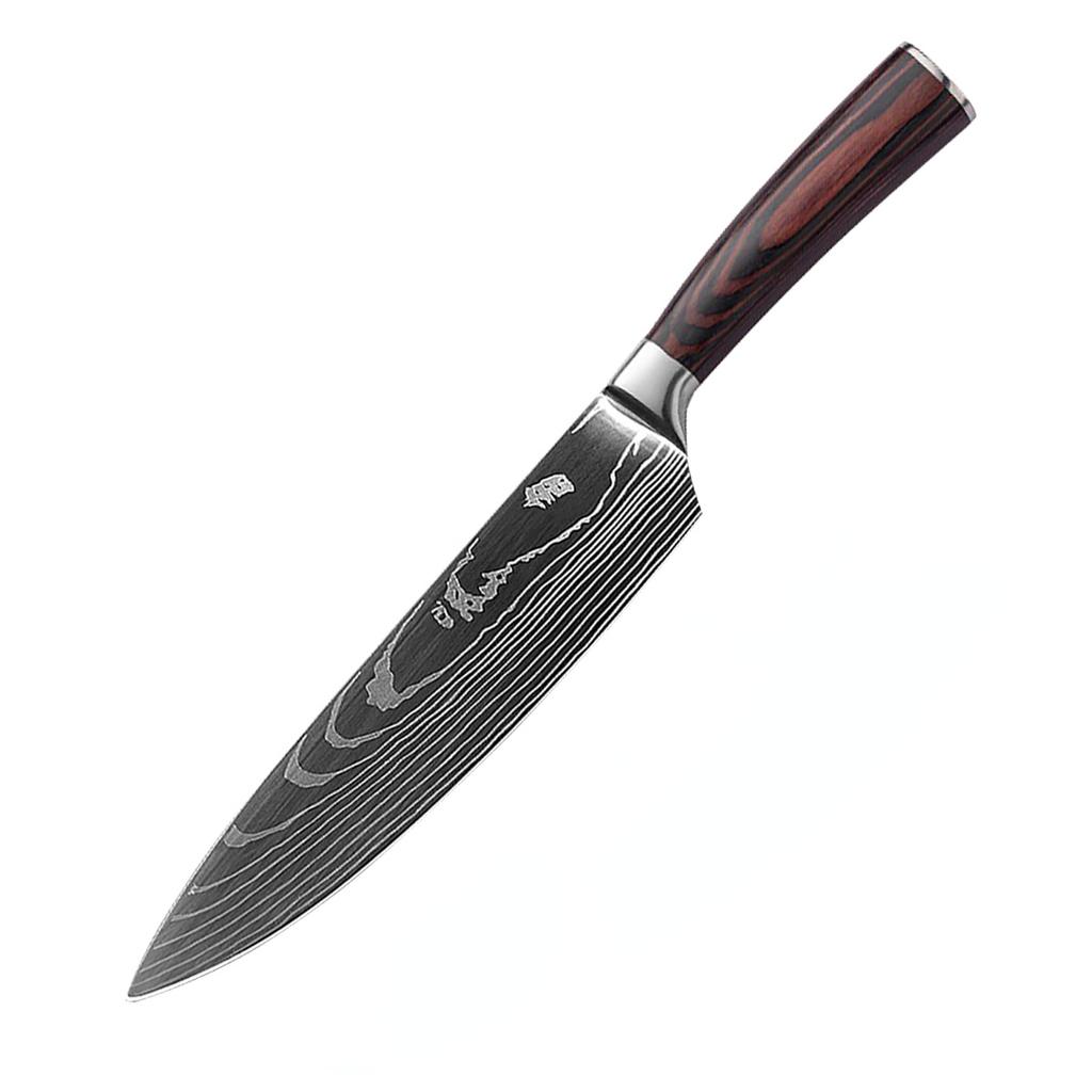 8-дюймовый дамаск Нож шеф-повара Кухонный нож Лосось Сашими Дамасский нож Нож для нарезки Кухонный нож