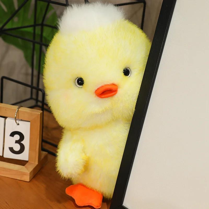 Kawaii Yellow Duck Plush Long Hair Dolls Toy Cute Soft Cartoon Stuffed Animal Toys Birthday Gifts for Children Kids Baby Girl