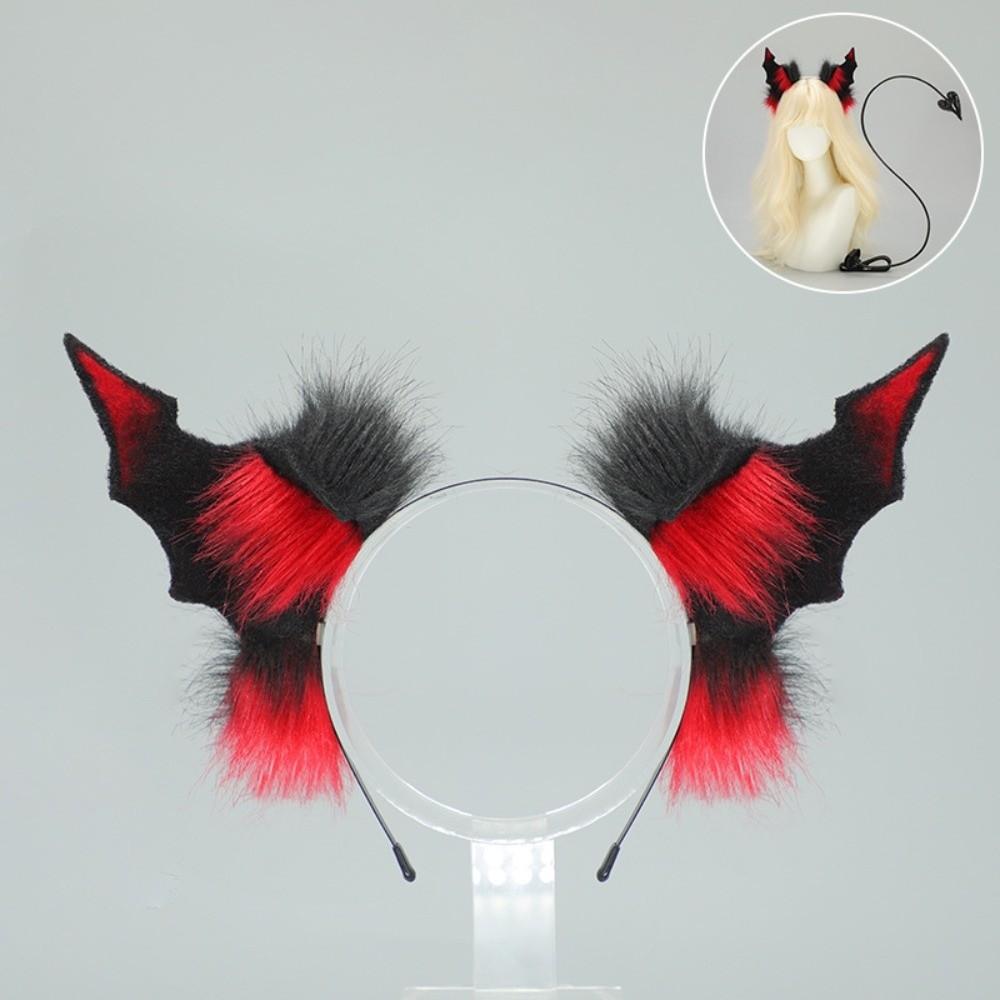 Black Demon Tail Prop Dark Gothic Cosplay Costume New Demon Horns Headband  Party