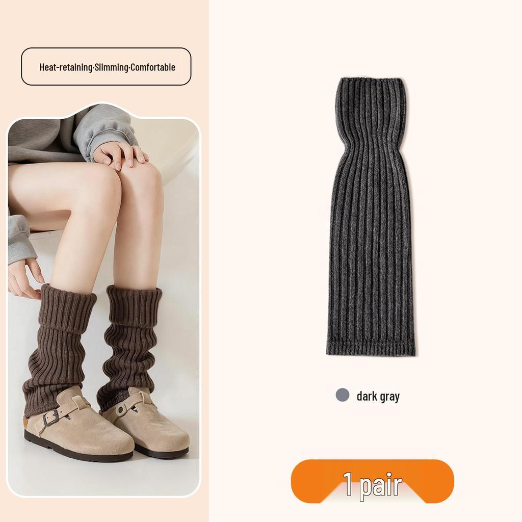 Solid Color Women's Knit Flared Leg Warmers - Y2K Style Long Socks for Spring and Autumn