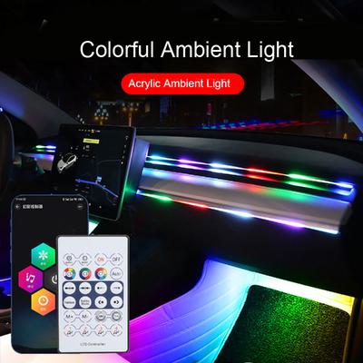 Универсальные автомобильные атмосферные огни LED Внутренний RGB Симфонический атмосферный светильник USB Управление приложением и пультом ДУ Акриловая лента