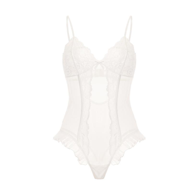 Women's Plus Size Sheer Mesh Low Cut Bodysuit Costume Lingerie Set