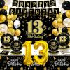 Набор для вечеринки в честь 13-летия, 145 шт., для 24 гостей, официальный набор декораций для 13-летия подростка, тарелки, фон, скатерть, воздушные шары, баннер для