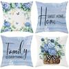 Hydrangea - themed Cozy Pillow Cover: Delicate Blooms, Butterflies and Heartfelt Quotes, Sofa Cushion Cover, Bedroom Room Decor
