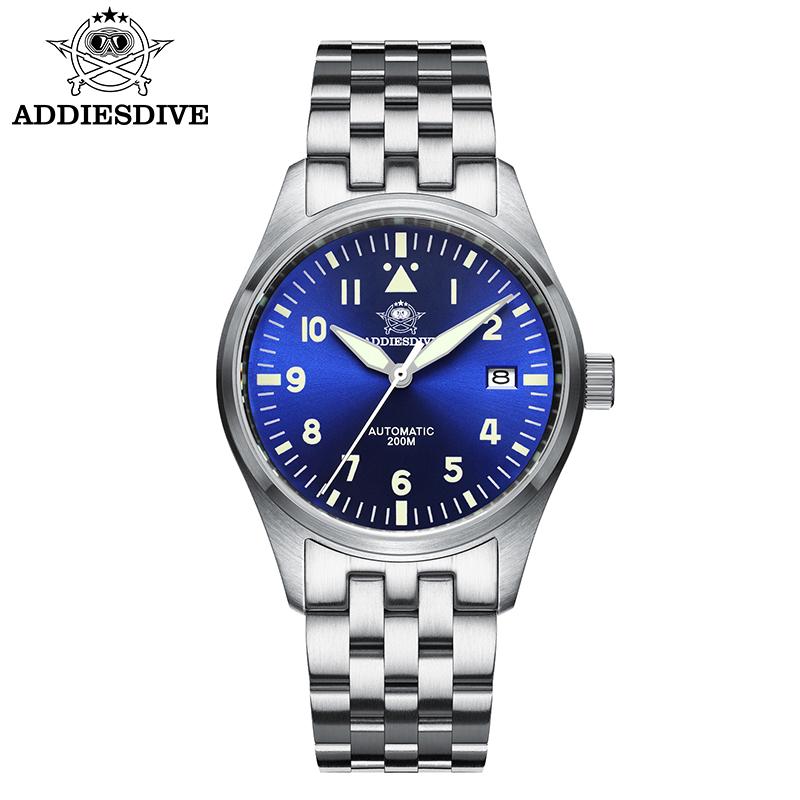 ADDIESDIVE Mechanical Watches Classics MY-H2 Stainless Steel Men's Automatic Watch Waterproof Sapphire Luminous Luxury Watch