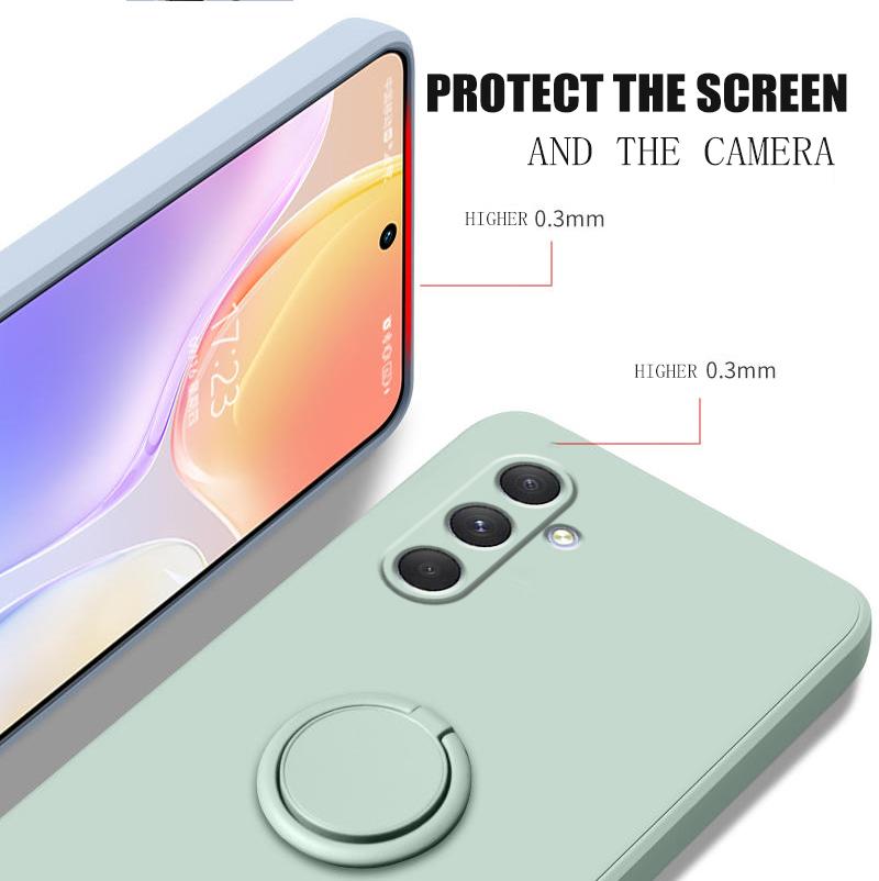Case for Samsung Galaxy A54 5G Liquid Silicone Ring Holder Soft Phone Cover for Samsung Galaxy A54 5G Shockproof Back Fundas