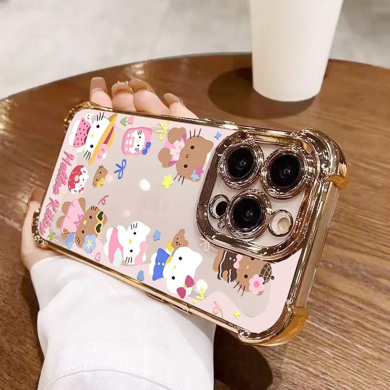 Чехол для OPPO A6X A5X A6 A5 Pro Reno 15F 15 14F 14 13F 12F 11F 13 12 Pro 5G Ударопрочный Черный Силиконовый Surfing Hello Kitty Чехол