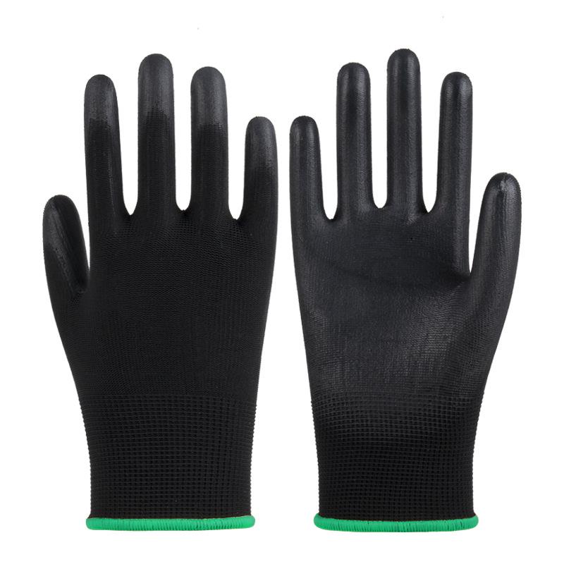 Белые перчатки с полиуретановым покрытием на ладони, антистатические, безворсовые, защита пальцев цветной полосой