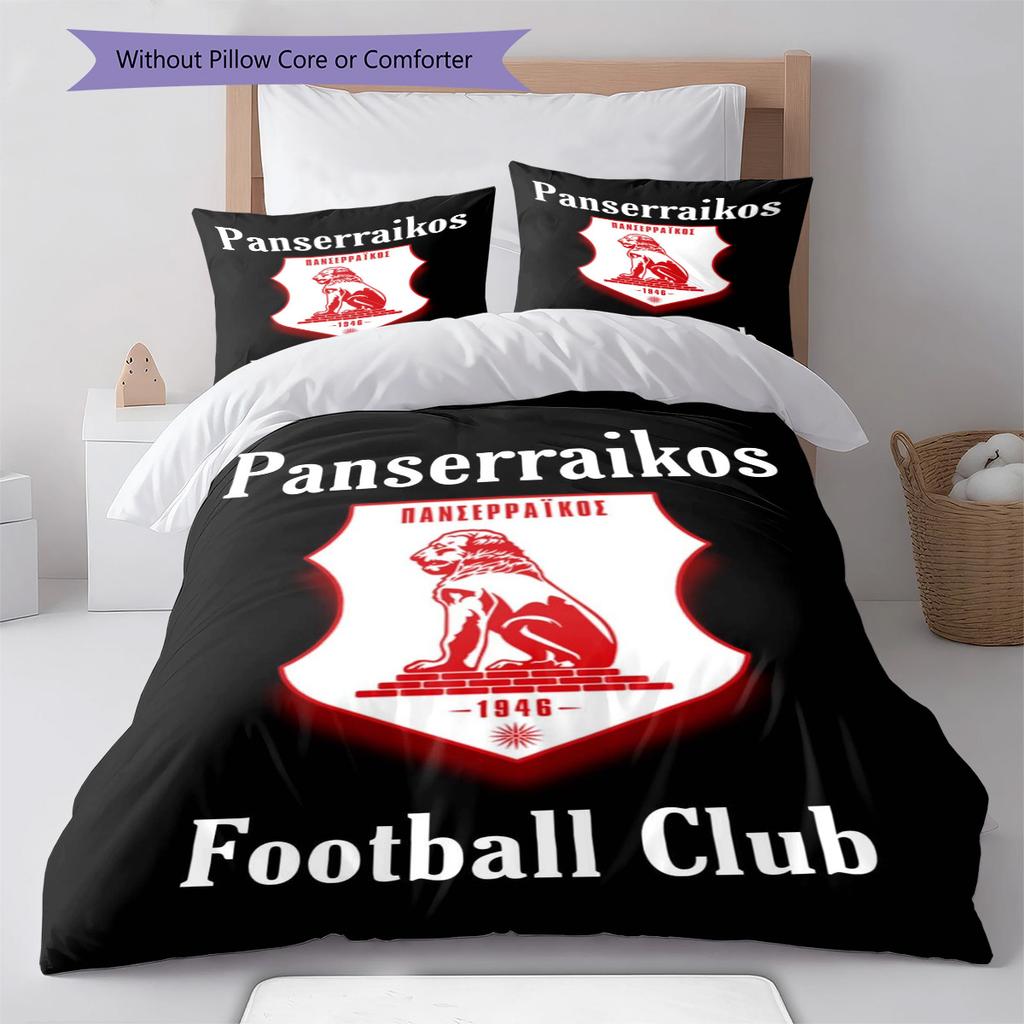 Panserraikos FC Pattern Bedding Set Quilt Cover Pillowcase Home Decor Gift (1 * duvet cover + 2 * pillowcase, without core)