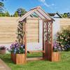Planter, Outdoor Swing, with Trellis as Climbing Aid, with Polycarbonate Sun Roof. Flower Box, Brown Solid Wood, Suitable for Garden, Yard and Terrace