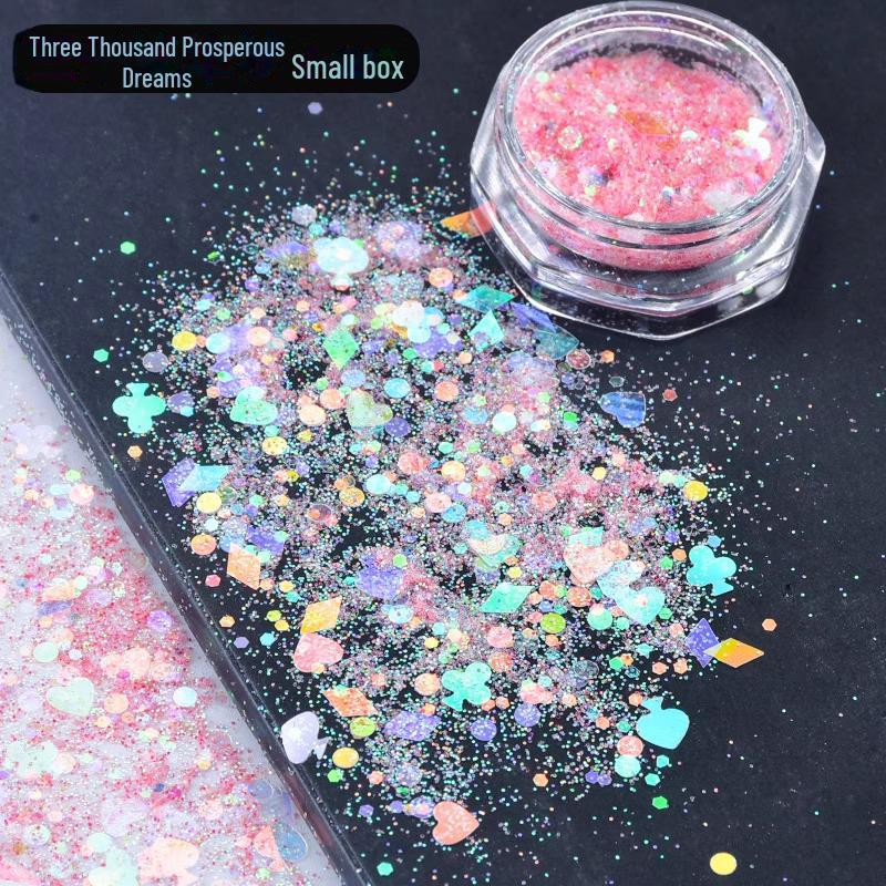 Dreamy Summer Glitter Mix: Hexagonal Sequins, Laser, and Fine Glitter In DIY Hemp Material.