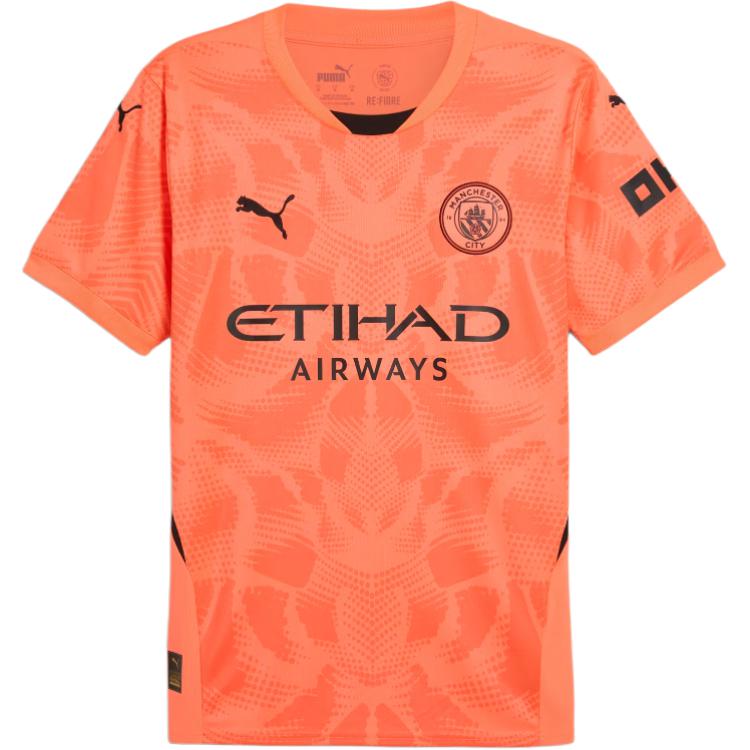 Puma Футболка мужская вратарская Manchester 24/25 с круглым вырезом и коротким рукавом, оранжево-красная 775107-36