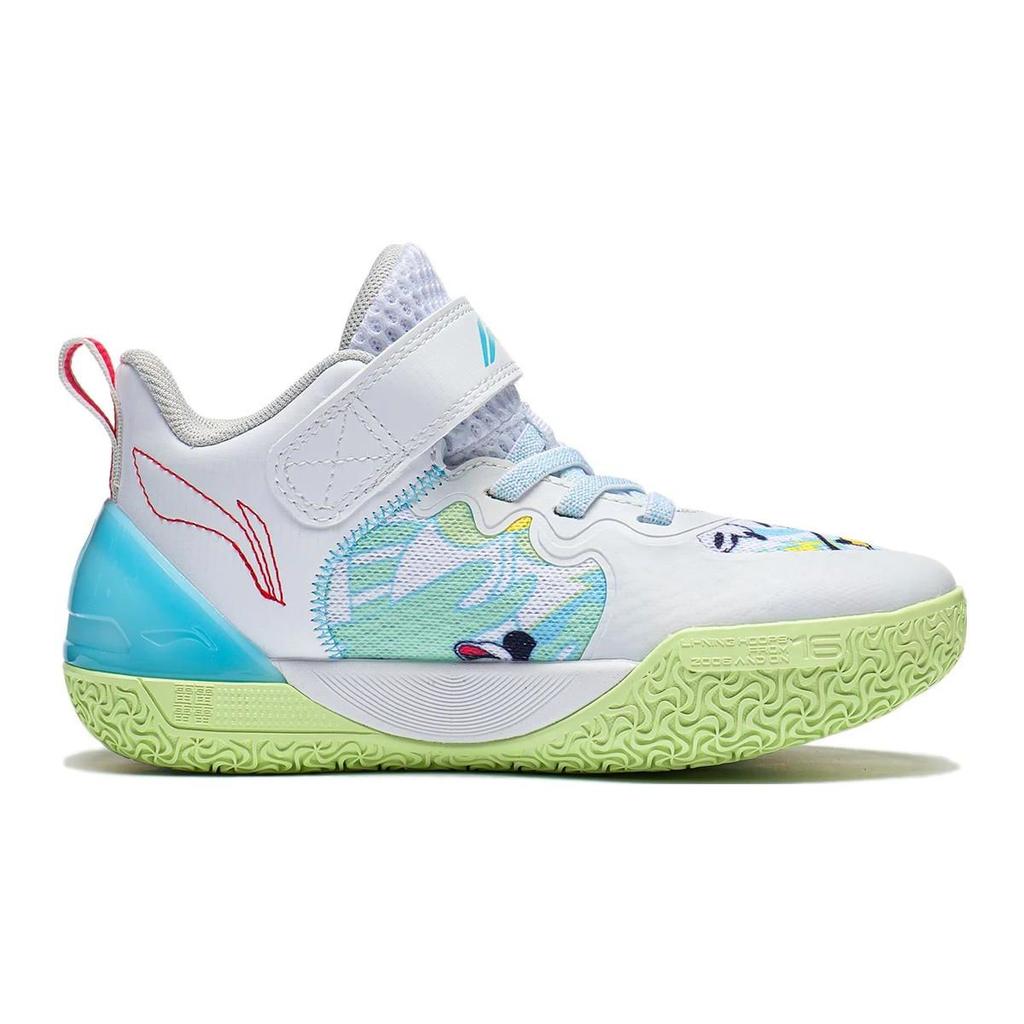 Li Ning Comfortable Daily Non-Slip Shock Absorbing Wear-Resistant Casual Shoes Kids Shoes White Blue YKNT066-3