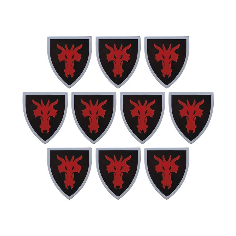 MOC Средневековый Военный Замок Оружие Римский Рыцарь Шлем Щит Аксессуары Строительные Блоки Зеленый Дракон Лев Крестоносец Кирпичи Игрушка