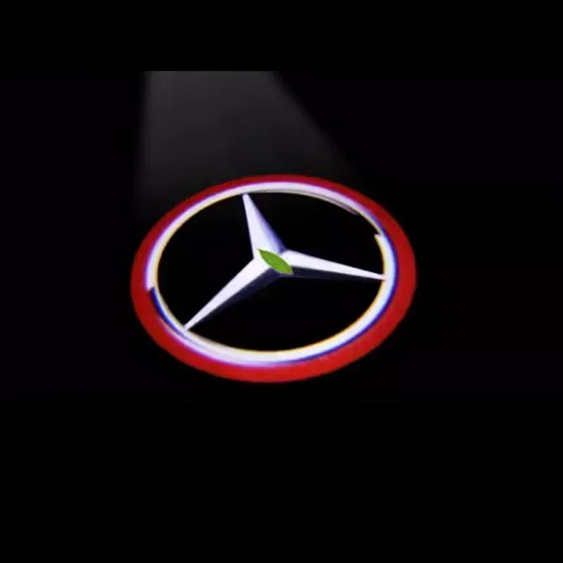 2PCS LED Car Door Welcome Lamps Logo Emblem Ghost Shadow Light Auto Accessories Mercedes Benz AMG CLA CLS C218 W218 A207 C207 C1