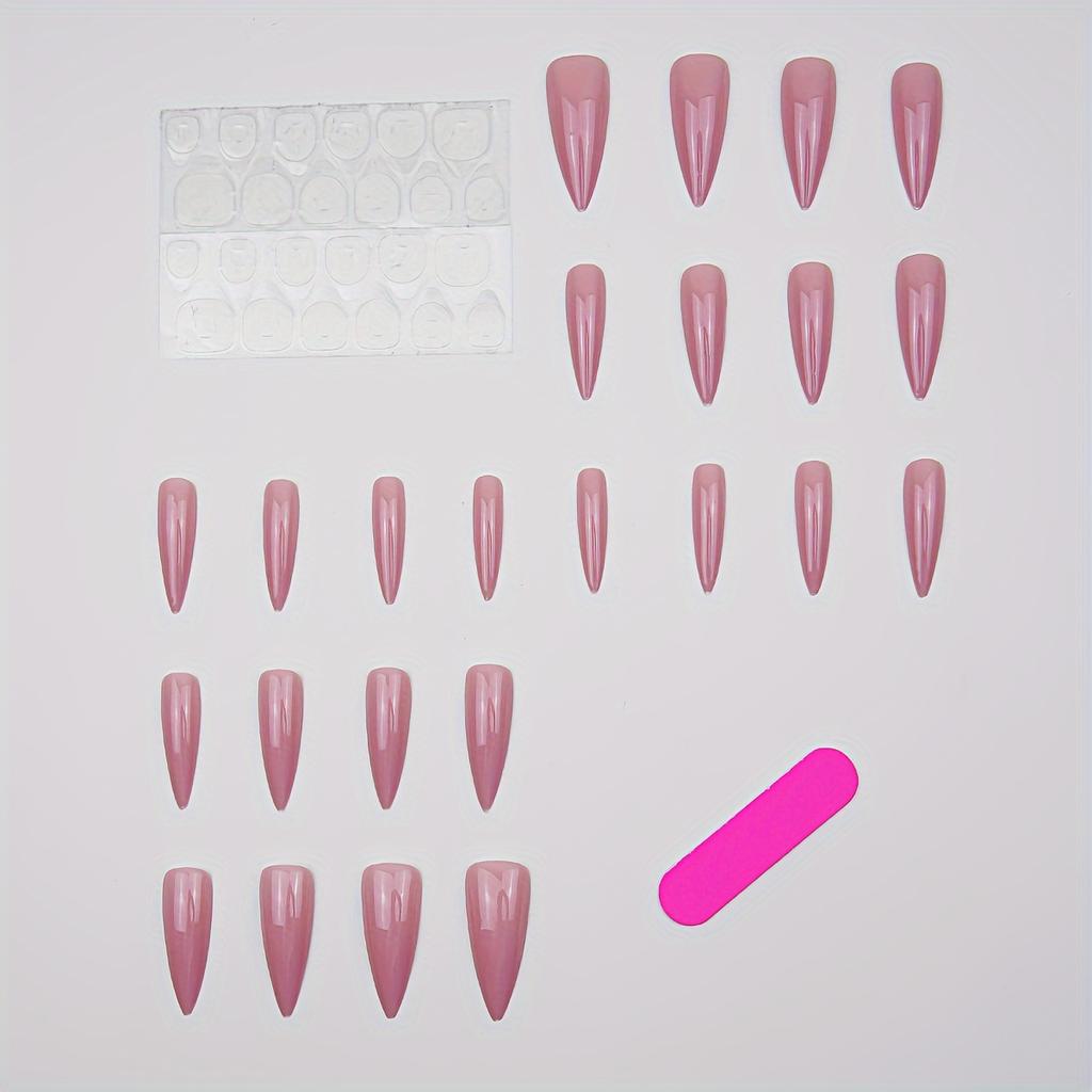 Solid Color Fake Nails, Press On Nails False Nails For Women Girls (Long Stiletto Shape)