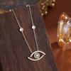 ZAKOL Fashion Aesthetic Evil Eye Zircon Inlaid Pendant Necklaces Buling CZ Clavicle Chain Engagement Wedding Zircon Collar