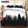 Комплект пододеяльника 3D Горный лес Тема зимней снежной горы Размер кинг-сайз/европейский кинг-сайз Чехол для одеяла для детей-подростков Полиэстеровый комплект постельного белья