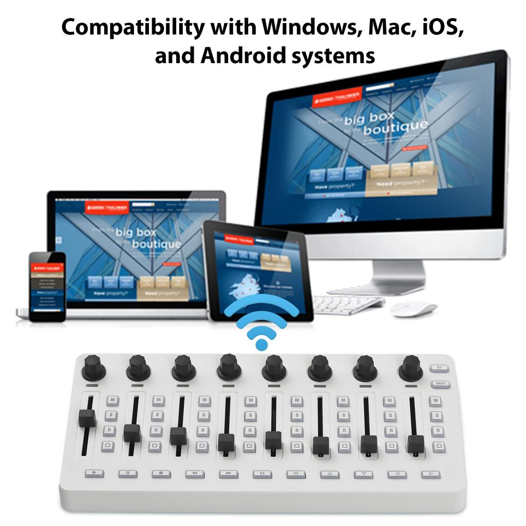 MIDI Controlle MIDI Mixing Console with 43 Buttons 8 Knobs 8 Push Buttons BT Connection