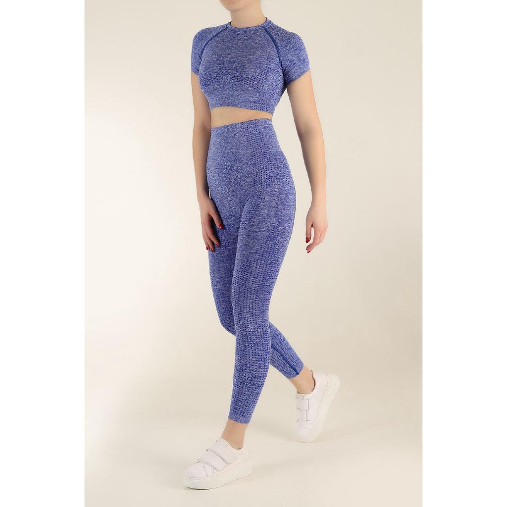 Комплект спортивных колготок меланжевого цвета с короткими рукавами