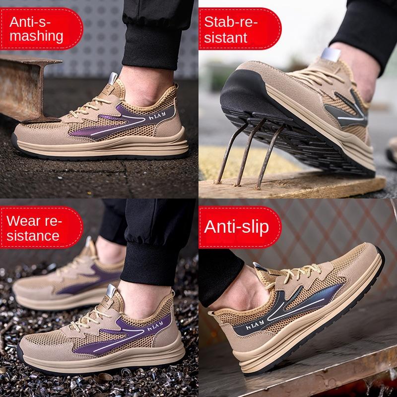Рабочая обувь ударопрочная и проколостойкая, дышащая защитная обувь со стальным подноском, рабочая обувь для мужчин