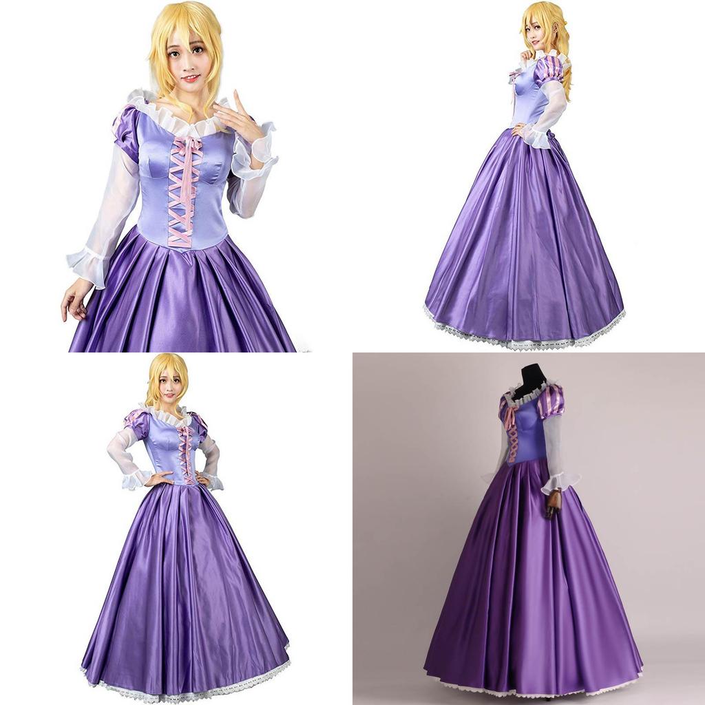 Elegant Adult Rapunzel Fancy Women Dress Cosplay Costume For Halloween Parties